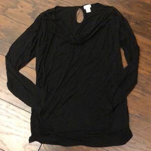 GUC black cowl neck keyhole back flattering top